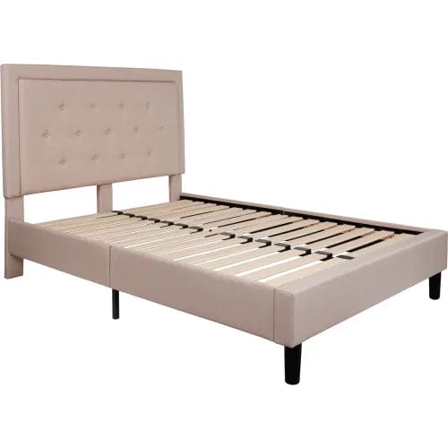 Centerline Dynamics Beds & Headboards Roxbury Tufted Upholstered Platform Bed in Beige, Full Size