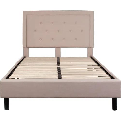 Centerline Dynamics Beds & Headboards Roxbury Tufted Upholstered Platform Bed in Beige, Full Size