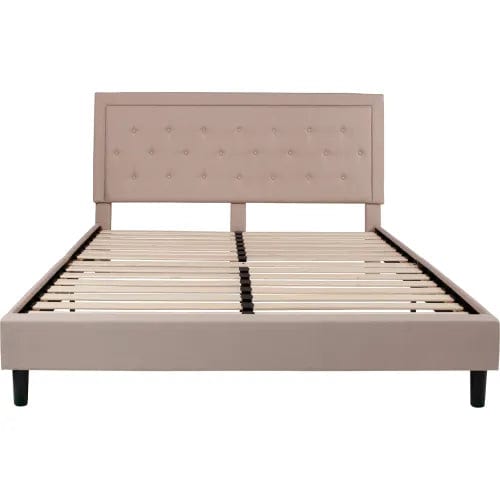 Centerline Dynamics Beds & Headboards Roxbury Tufted Upholstered Platform Bed in Beige, King Size