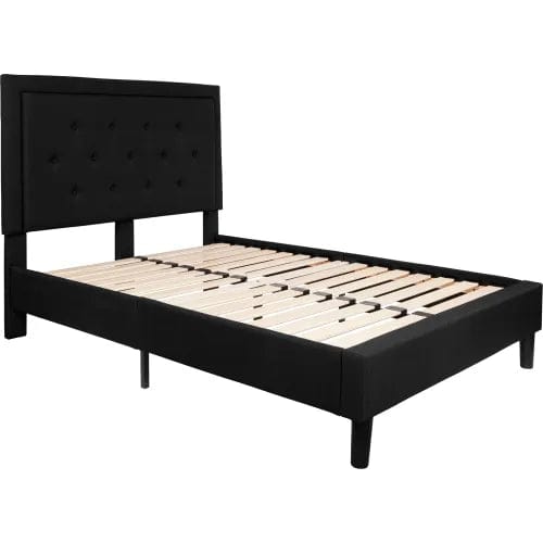 Centerline Dynamics Beds & Headboards Roxbury Tufted Upholstered Platform Bed in Black, Full Size