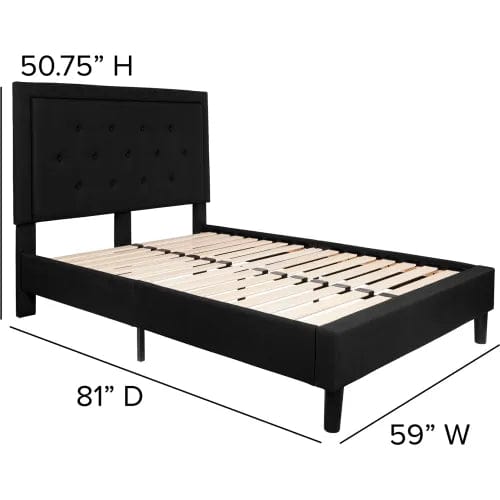 Centerline Dynamics Beds & Headboards Roxbury Tufted Upholstered Platform Bed in Black, Full Size