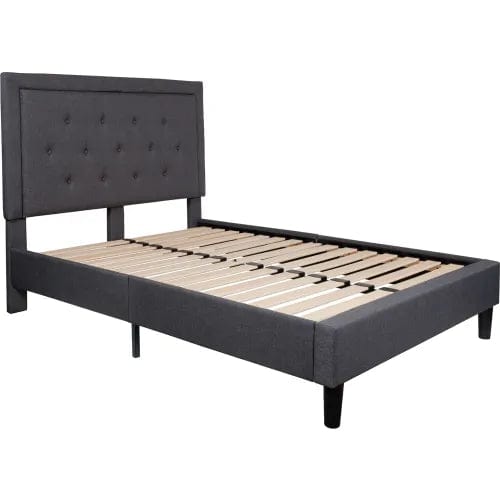 Centerline Dynamics Beds & Headboards Roxbury Tufted Upholstered Platform Bed in Dark Gray, Full Size