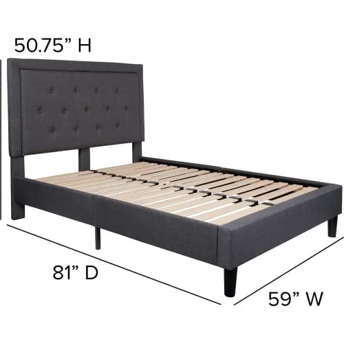 Centerline Dynamics Beds & Headboards Roxbury Tufted Upholstered Platform Bed in Dark Gray, Full Size