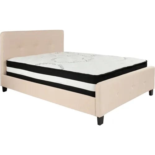 Centerline Dynamics Beds & Headboards Tribeca Tufted Upholstered Platform Bed, Beige, Pocket Spring Mattress, Full