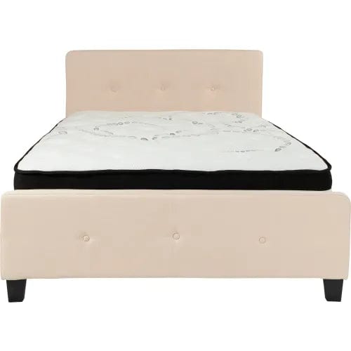 Centerline Dynamics Beds & Headboards Tribeca Tufted Upholstered Platform Bed, Beige, Pocket Spring Mattress, Full