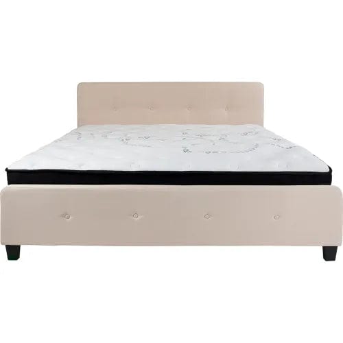 Centerline Dynamics Beds & Headboards Tribeca Tufted Upholstered Platform Bed, Beige, Pocket Spring Mattress, King