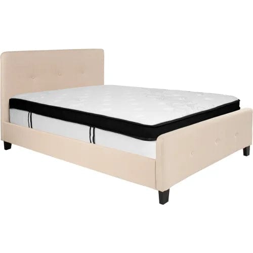 Centerline Dynamics Beds & Headboards Tribeca Tufted Upholstered Platform Bed, Beige, With Memory Foam Mattress, Full