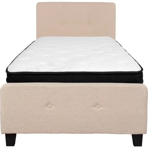 Centerline Dynamics Beds & Headboards Tribeca Tufted Upholstered Platform Bed, Beige, With Memory Foam Mattress, Twin