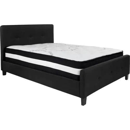 Centerline Dynamics Beds & Headboards Tribeca Tufted Upholstered Platform Bed, Black, Pocket Spring Mattress, Full