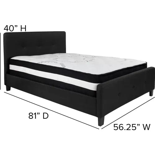 Centerline Dynamics Beds & Headboards Tribeca Tufted Upholstered Platform Bed, Black, Pocket Spring Mattress, Full