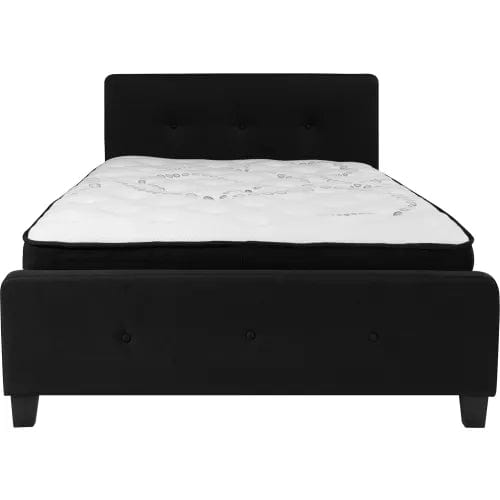 Centerline Dynamics Beds & Headboards Tribeca Tufted Upholstered Platform Bed, Black, Pocket Spring Mattress, Full