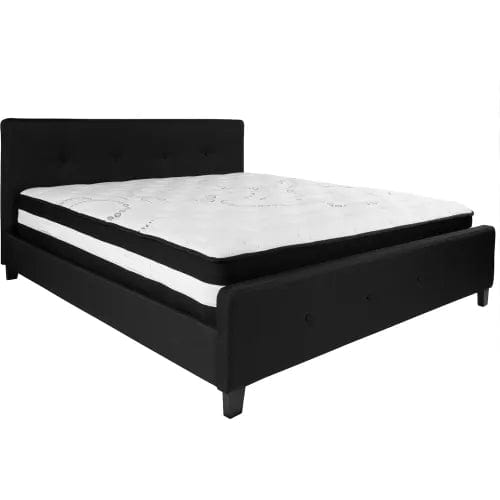 Centerline Dynamics Beds & Headboards Tribeca Tufted Upholstered Platform Bed, Black, Pocket Spring Mattress, King