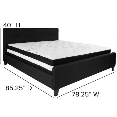 Centerline Dynamics Beds & Headboards Tribeca Tufted Upholstered Platform Bed, Black, Pocket Spring Mattress, King