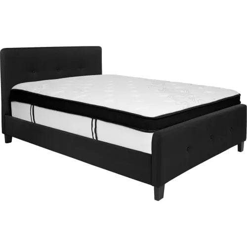 Centerline Dynamics Beds & Headboards Tribeca Tufted Upholstered Platform Bed, Black, With Memory Foam Mattress, Full