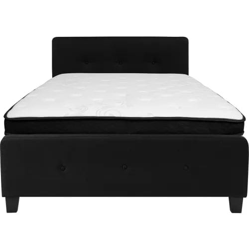 Centerline Dynamics Beds & Headboards Tribeca Tufted Upholstered Platform Bed, Black, With Memory Foam Mattress, Full