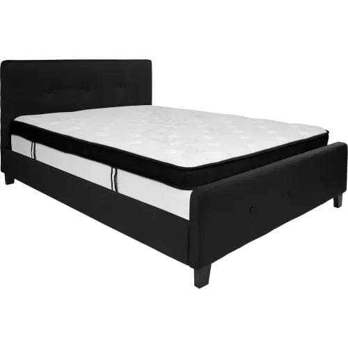 Centerline Dynamics Beds & Headboards Tribeca Tufted Upholstered Platform Bed, Black, With Memory Foam Mattress, Queen