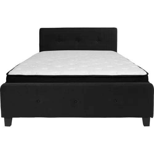 Centerline Dynamics Beds & Headboards Tribeca Tufted Upholstered Platform Bed, Black, With Memory Foam Mattress, Queen