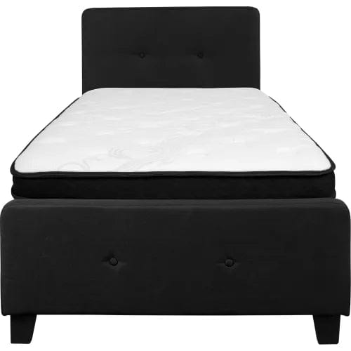 Centerline Dynamics Beds & Headboards Tribeca Tufted Upholstered Platform Bed, Black, With Memory Foam Mattress, Twin