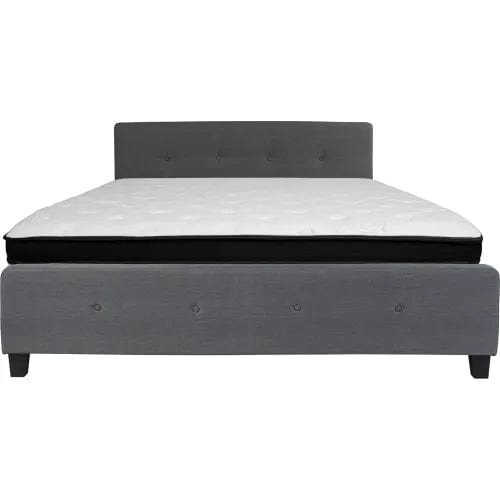 Centerline Dynamics Beds & Headboards Tribeca Tufted Upholstered Platform Bed, Dark Gray, Memory Foam Mattress, King