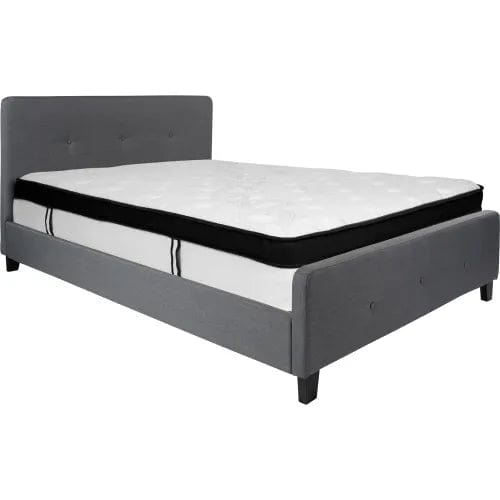 Centerline Dynamics Beds & Headboards Tribeca Tufted Upholstered Platform Bed, Dark Gray, Memory Foam Mattress, Queen