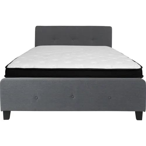 Centerline Dynamics Beds & Headboards Tribeca Tufted Upholstered Platform Bed, Dark Gray, Memory Foam Mattress, Queen