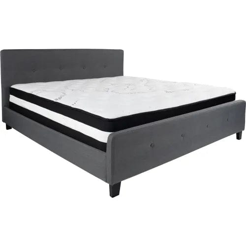 Centerline Dynamics Beds & Headboards Tribeca Tufted Upholstered Platform Bed, Dark Gray, Pocket Spring Mattress, King