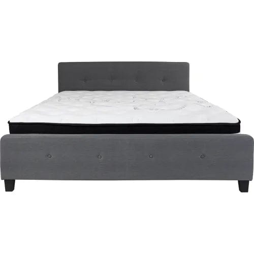 Centerline Dynamics Beds & Headboards Tribeca Tufted Upholstered Platform Bed, Dark Gray, Pocket Spring Mattress, King