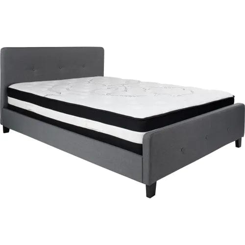 Centerline Dynamics Beds & Headboards Tribeca Tufted Upholstered Platform Bed, Dark Gray, Pocket Spring Mattress, Queen