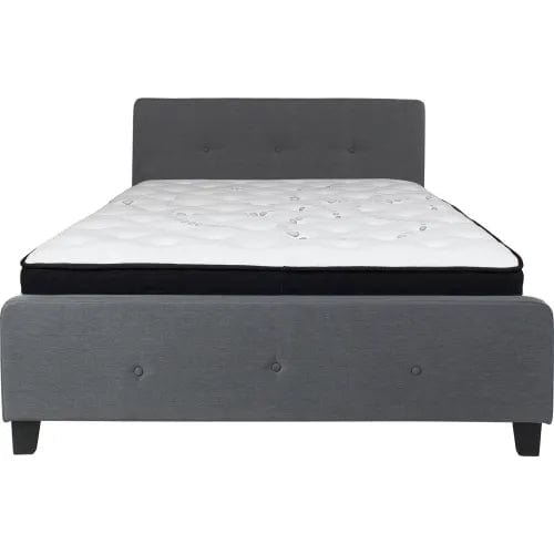 Centerline Dynamics Beds & Headboards Tribeca Tufted Upholstered Platform Bed, Dark Gray, Pocket Spring Mattress, Queen