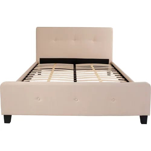 Centerline Dynamics Beds & Headboards Tribeca Tufted Upholstered Platform Bed in Beige, Queen Size