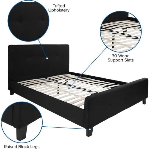 Centerline Dynamics Beds & Headboards Tribeca Tufted Upholstered Platform Bed in Black, Queen Size