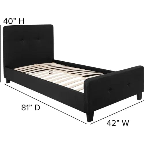 Centerline Dynamics Beds & Headboards Tribeca Tufted Upholstered Platform Bed in Black, Twin Size