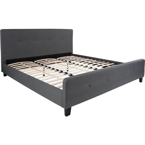 Centerline Dynamics Beds & Headboards Tribeca Tufted Upholstered Platform Bed in Dark Gray, King Size