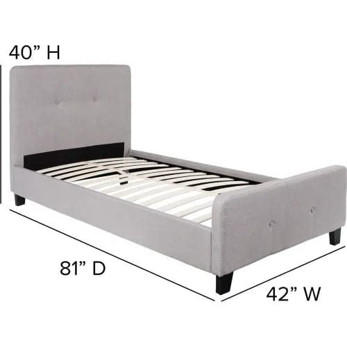 Centerline Dynamics Beds & Headboards Tribeca Tufted Upholstered Platform Bed in Light Gray, Twin Size