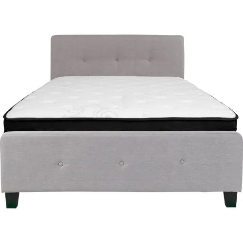 Centerline Dynamics Beds & Headboards Tribeca Tufted Upholstered Platform Bed, Light Gray, Memory Foam Mattress, Full