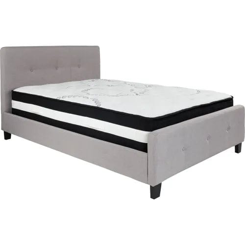 Centerline Dynamics Beds & Headboards Tribeca Tufted Upholstered Platform Bed, Light Gray, Pocket Spring Mattress, Full