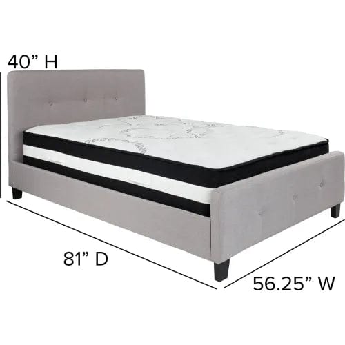 Centerline Dynamics Beds & Headboards Tribeca Tufted Upholstered Platform Bed, Light Gray, Pocket Spring Mattress, Full