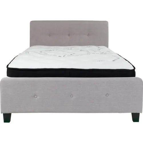 Centerline Dynamics Beds & Headboards Tribeca Tufted Upholstered Platform Bed, Light Gray, Pocket Spring Mattress, Full