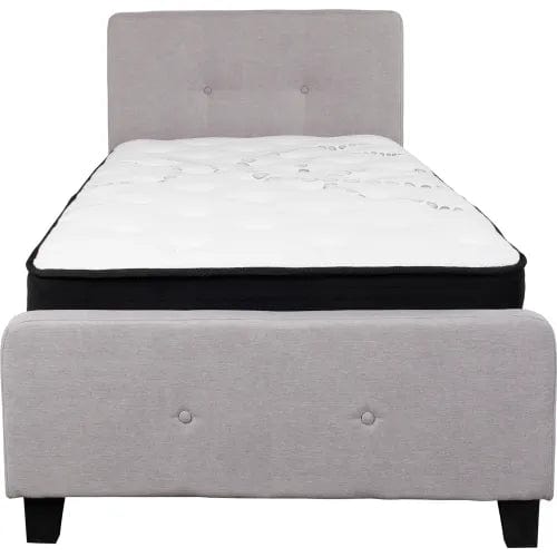 Centerline Dynamics Beds & Headboards Tribeca Tufted Upholstered Platform Bed, Light Gray, Pocket Spring Mattress, Twin