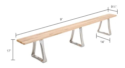 Centerline Dynamics Benches Locker Room Bench, Hardwood With Trapezoid Legs,108 x 9-1/2 x 17