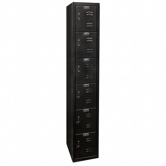 Centerline Dynamics Black Tie Lockers Black / Assembled Hallowell Black Tie Locker, 12"W x 18"D x 72"H, Six Tier, 1-Wide