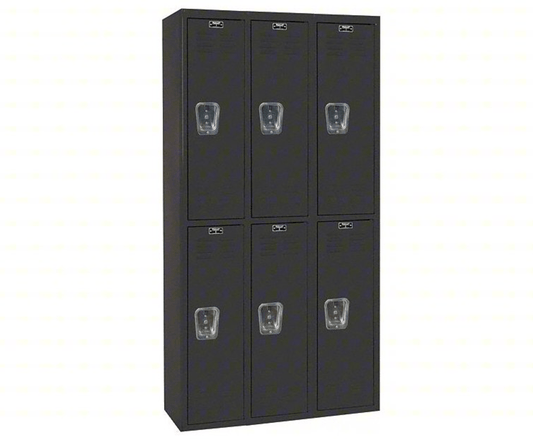 Centerline Dynamics Black Tie Lockers Black / Assembled Hallowell Black Tie Locker, 36"W x 18"D x 72"H, Double Tier, 3-Wide