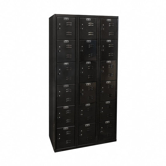 Centerline Dynamics Black Tie Lockers Black / Assembled Hallowell Black Tie Locker, 36"W x 18"D x 72"H, Six Tier, 3-Wide