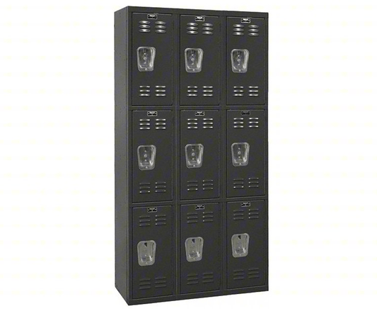 Centerline Dynamics Black Tie Lockers Black / Assembled Hallowell Black Tie Locker, 36"W x 18"D x 72"H, Triple Tier, 3-Wide