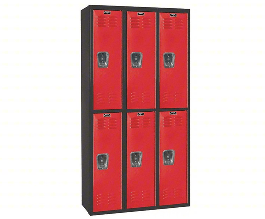 Centerline Dynamics Black Tie Lockers Red / Assembled Hallowell Black Tie Locker, 36"W x 18"D x 72"H, Double Tier, 3-Wide