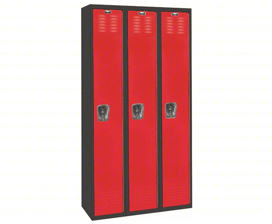 Centerline Dynamics Black Tie Lockers Red / Assembled Hallowell Black Tie Locker, 36"W x 18"D x 72"H, Single Tier, 3-Wide