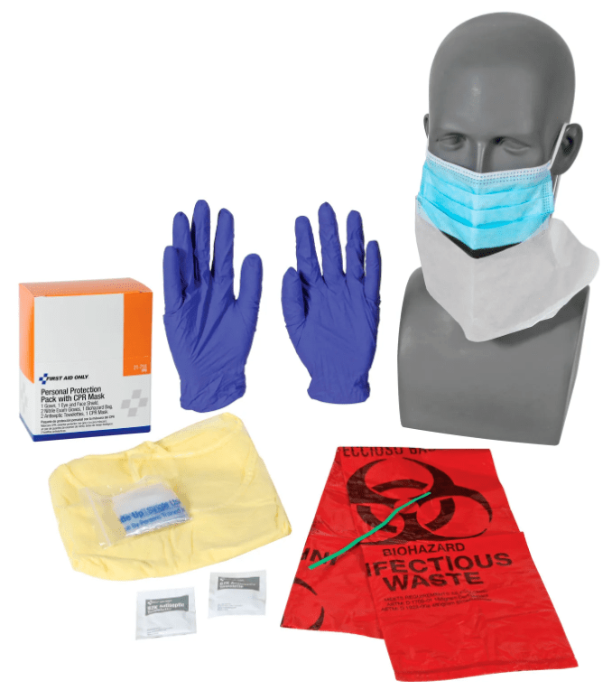 Pathogen Mask Pac-Kit Small Industrial Bloodborne Pathogens Kit with CPR Mask Weathe ...