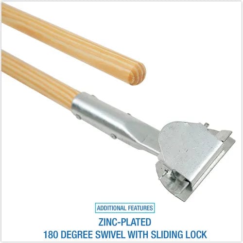 Centerline Dynamics Brooms & Dusters Clip-On Dust Mop Handle, Lacquered Wood, Swivel Head, 1" x 60", Natural