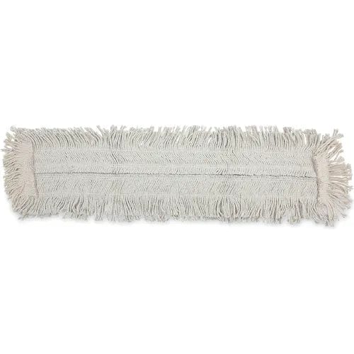 Centerline Dynamics Brooms & Dusters Disposable Dust Mop Head w/Sewn Center Fringe, Cotton/Synthetic, 36 x 5, White