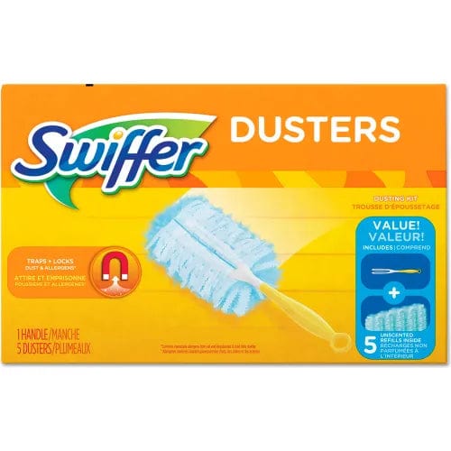 Centerline Dynamics Brooms & Dusters Dusters Starter Kit, Dust Lock Fiber, 6" Handle, Blue/Yellow, 6/Case